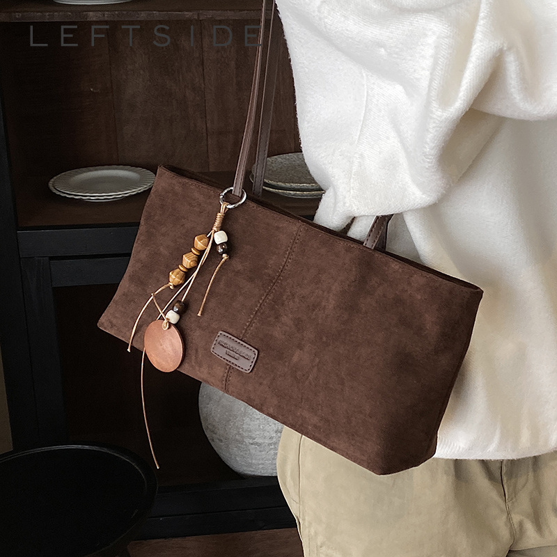 Luxury Bags Tote - LEFTSIDE Retro Suede Shoulder Tote Bag