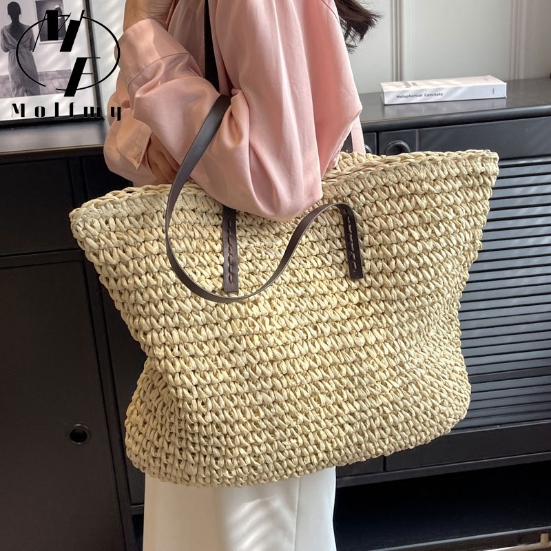 Straw Woven Tote Bags Casual L - đánh giá và giá Luxury Bags Tote